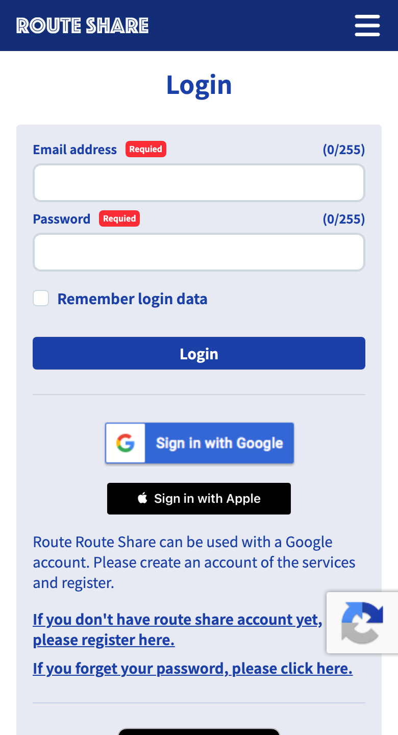The login screen