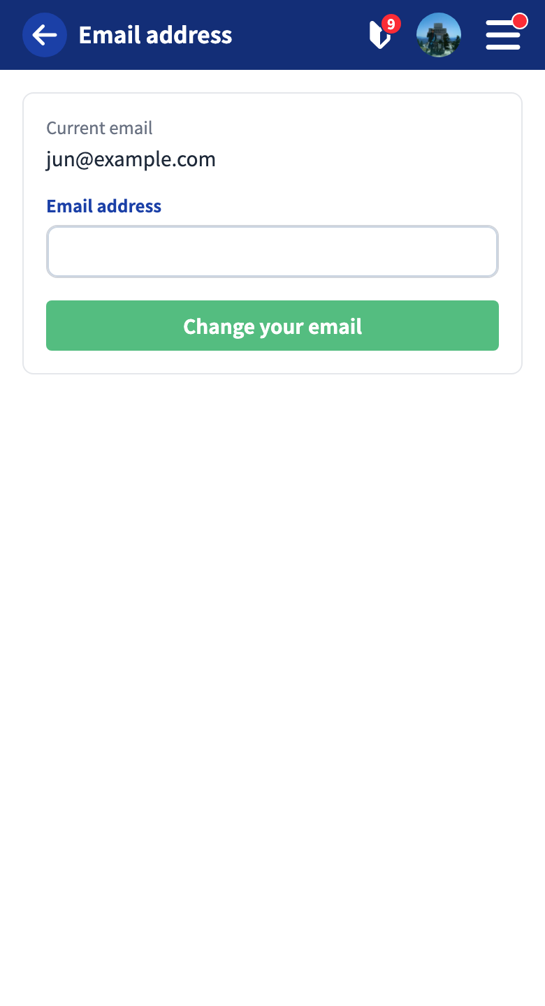 The email change form