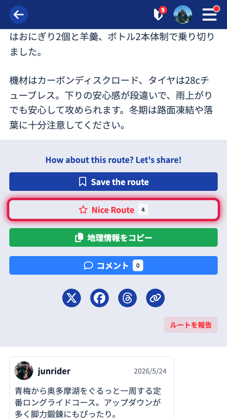 The Nice Route button