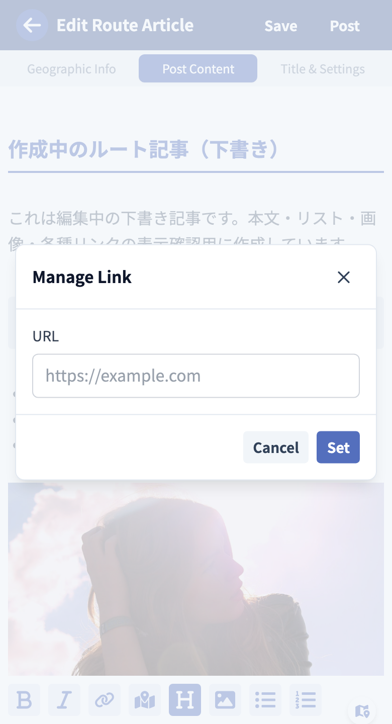 The URL input screen