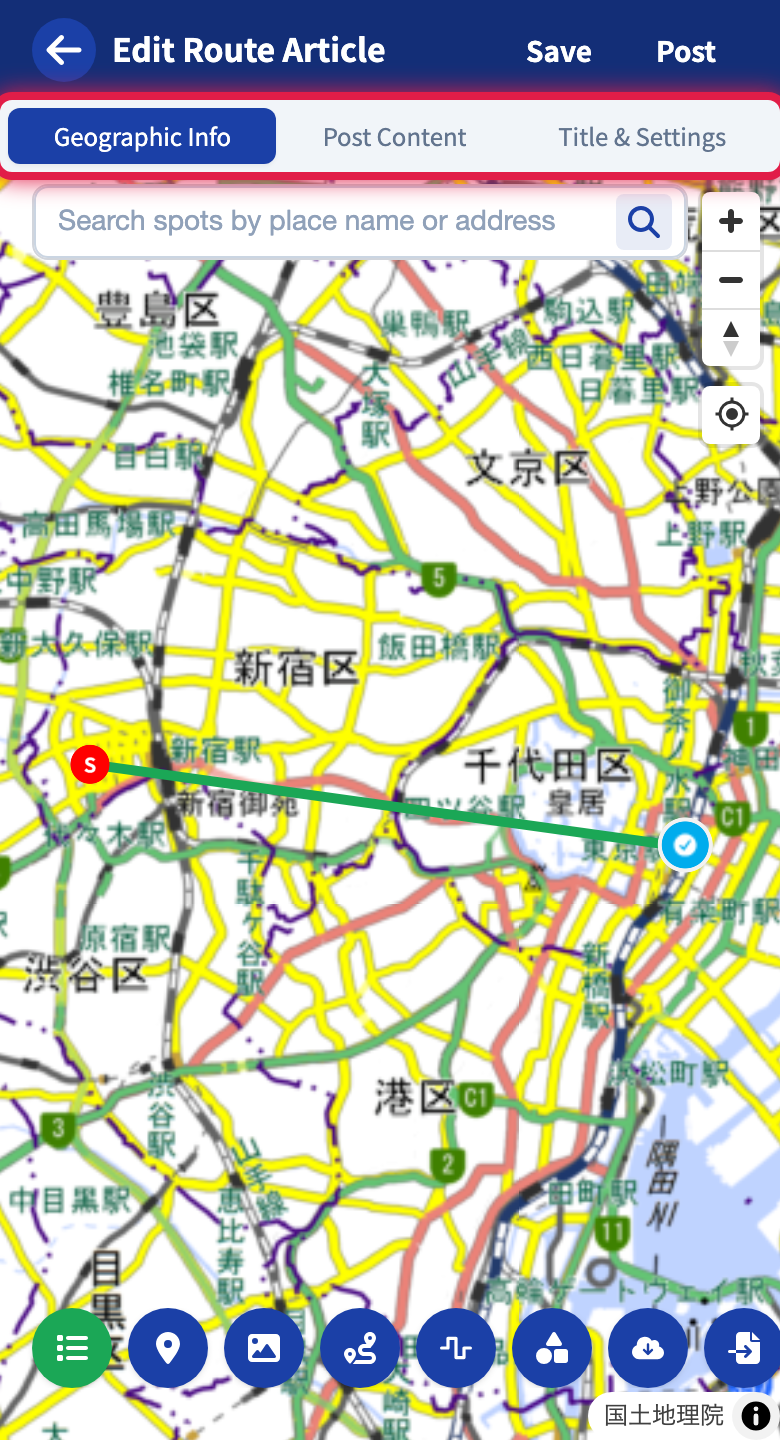 The route article's 3 tabs