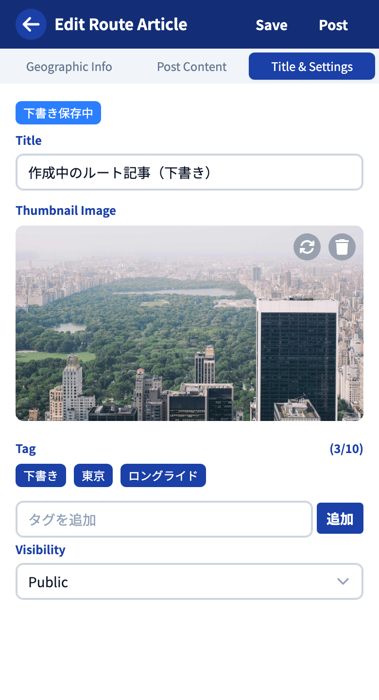 The Title & Settings tab